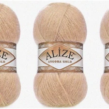 Turkish Delight Angora Gold Yarn: Luxurious 20% Wool & 80% Acrylic Blend for Cro