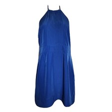 Banana Republic Dress Womens Size 12 Petite Blue Sleeveless Halter Tie Back