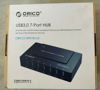 ORICO 7 Port Super Speed USB 3.0 Hub Power Adapter For PC Laptop