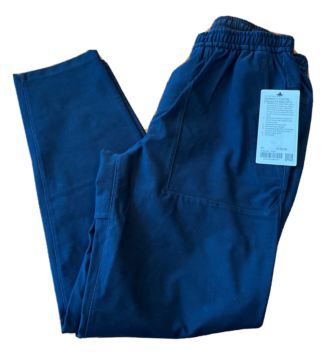 NWT MEN’S Lululemon Utilitech Pull on Pant Size Medium CCNY Navy LM5AJGS