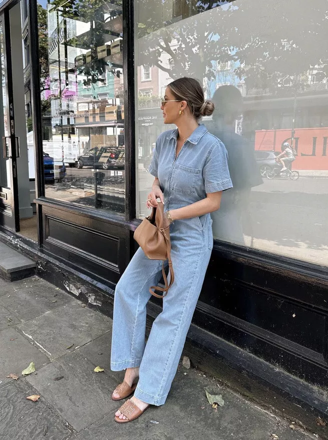 Z1975 FRONT POCKETS DENIM JUMPSUIT - Blue