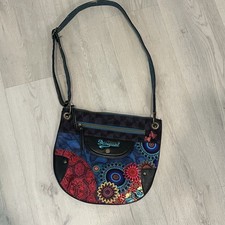 Borsa a mano DESIGUAL Brooklyn in tela e pelle ricamata blu, verde acqua, rosa floreale