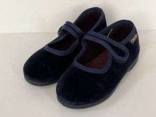 Cienta Toddler Girl's Navy Blue Velvet Mary Jane Dress Shoes Size 7 Spain VGUC