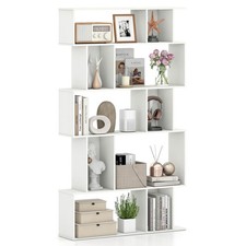 5-Tier Geometric Bookshelf with Open Shelves Closed-back Cubes for Living Room