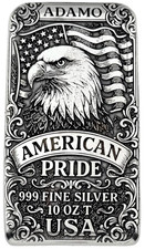 10 oz Silver Art Bar 999 - American Pride - 65.42 per troy oz