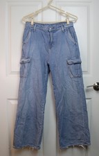 Girl's Old Navy Light Wash Baggy Wide Leg Built-In Tough Jeans High Rise Size 18