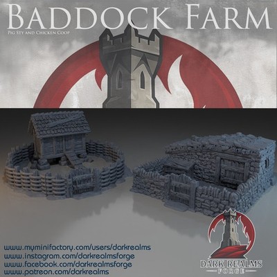 Dark Realms   Baddock Farm Pig Sty & Chicken Coop | 3D Tabletop Gelände