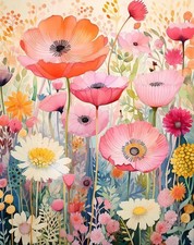 Pink Flowers Diamond Painting Kits for Adults, 5D Diamond Art Painting by Number