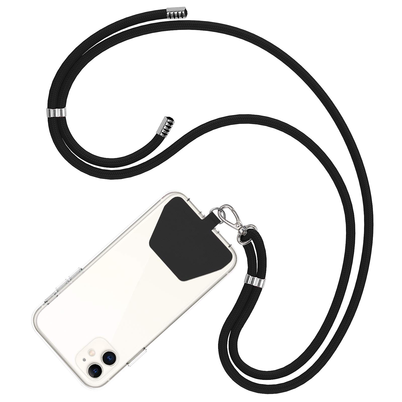 COCASES Crossbody Phone Lanyard Strap with Patch, Adjustable Liten, Black (1)