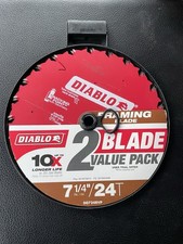 7-1/4 in Framing Circular Saw Blade 24 Tooth Value Pack 2 Pack Diablo D0724 New