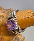 Art Deco Style Gem Pink/Lavender Toumaline   Ring .925 SS S7 5.1gm