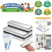 Durable Neodymium Magnet Strips - 6 Pack with High Pull Strength Adhesive
