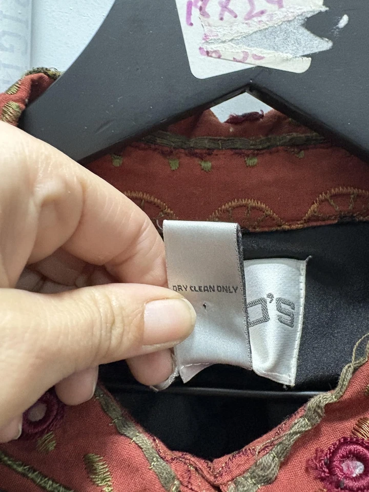 Chico's Jacket Womens Large Size 2 Red Embroidered Boho Mirror Applique India - Image 4 of 4