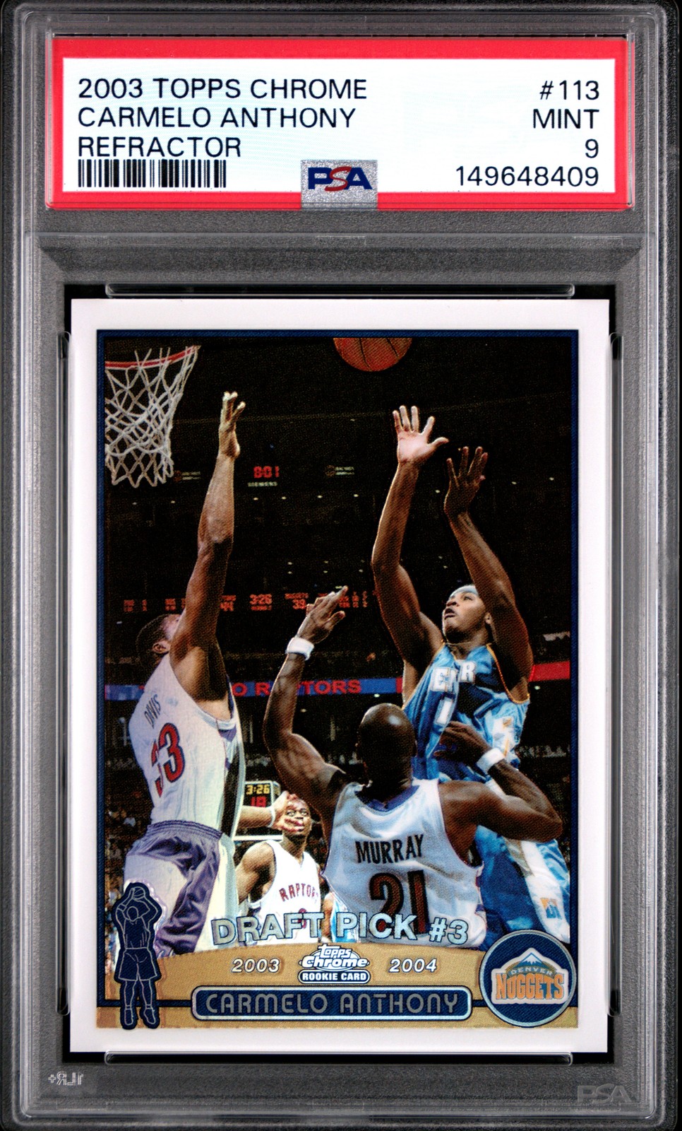 2003 TOPPS CHROME REFRACTOR #113 CARMELO ANTHONY ROOKIE RC PSA 9