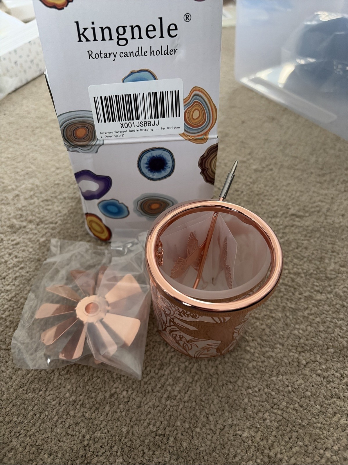 Glass Rotary Candle Holder Spinning Windmill Tea Light Carousel Decor for Home