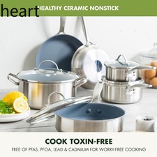 GreenPan Treviso 10 Piece Cookware Set, PFAS-Free Stainless, special offer