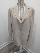 Jones New York Platinum Woman Beige Notched Preppy Beige Blazer Single Breasted