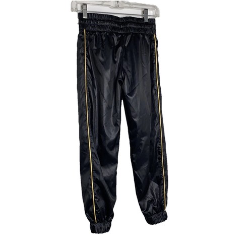 Girl's Youth Nike BV2751 Satin Feel Black Gold Polyester M Jogger Athletic Pants - Picture 4 of 4