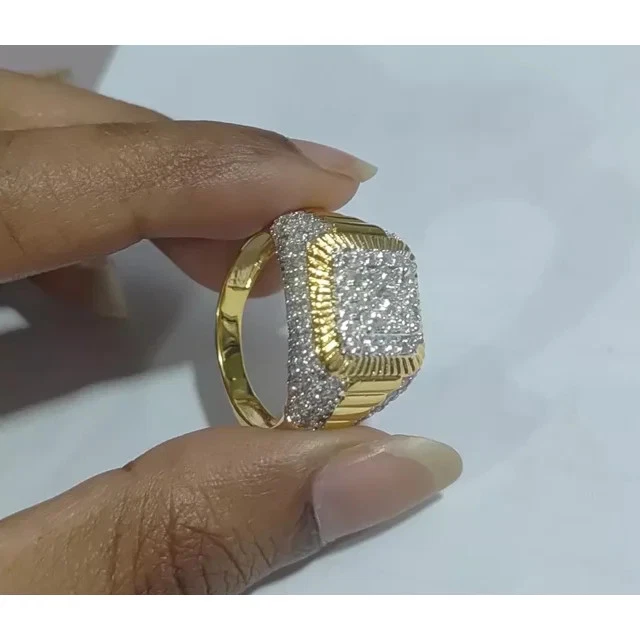 圆形实验室莫桑石男式婚礼劳力士戒指 14K 黄金银色 3.20 克拉 — 第 4/4 张图片