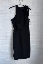 Versace Black Asymmetrical Midi Dress Bow Detail size 46 M-L