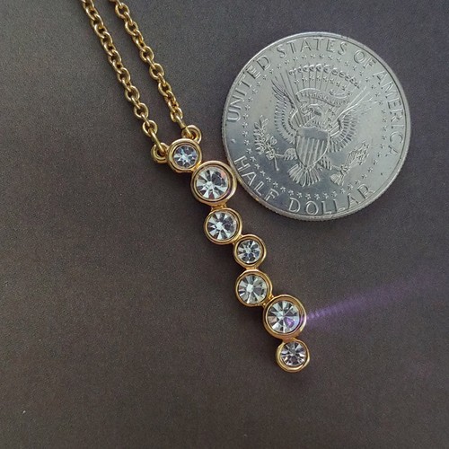 T Tahari Gold Tone Rhinestone 20" Pendant Necklace - Picture 4 of 4