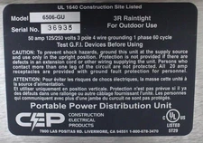 CEP 6506GU Power Distribution Unit Portable Outdoor Unit Temp Power (3380711)