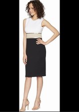 Calvin Klein Modern Scuba Crepe Dress Sheath Shift Minimalist Quiet Luxury Sz 4