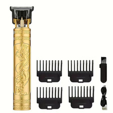 Professional Cordless T Blade Hair Trimmer USB Rechargeable Beard Clipper Kit