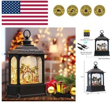 Christmas Musical Snow Globe Lantern with 6 Hour Timer, 11.2 Inch USB Cord  ...