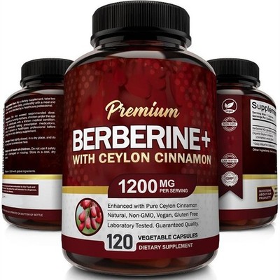 Berberine 1200mg Capsules Support Blood Sugar Supplement Antioxidant Cholesterol