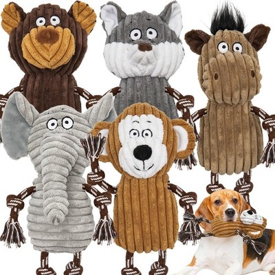 5 pack Large dog Squeaky Toys,Tough Stuffed Plush dog chew Toys Assortment ,D...