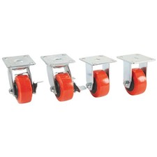 Klutch 4in. Nonmarking Polyurethane Casters 4-pack 2200-lb. Capacity Per Set
