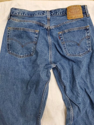 Vintage 90 Levis 501 Denim Jeans Button Fly Size 35x36 Marked (33x33) USA Made - Picture 15 of 20