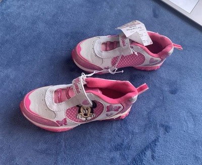 Vintage Disney Girls Pink and White Minnie Sneaker Shoes Kids Size 11 (Yellowed)