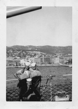 Vintage US Navy Sailors Men Ship Deck 1951 Photo Posing Buddies Port Dixie Cup