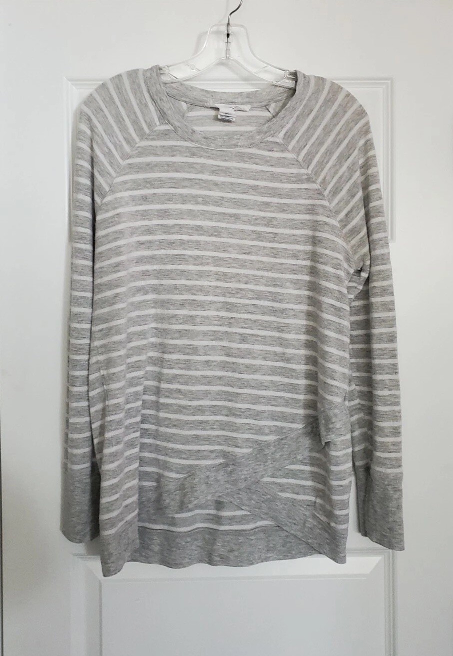 Ladies Workshop Republic Clothing French Terry Lt.Gray Stripes Shirt Size M