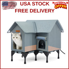 Outdoor Cat House Weatherproof, Heated Cat House for Outside, Insulated Outdoor