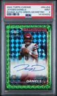 Jayden Daniels 2024 Topps Chrome Green Geometric Refractor RC Auto 86/99 PSA 9
