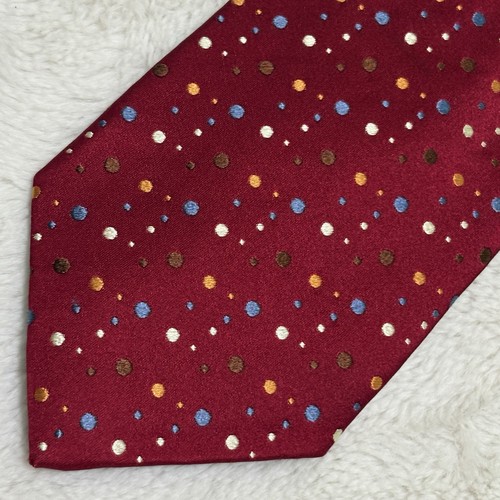 Alfred Dunhill Silk Mens Tie Red Dot Print $200 Retail Luxury Designer  60"