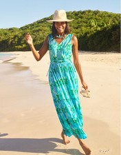 Talbots Tiered Medallion Ikat Cotton Maxi Dress Sz 14