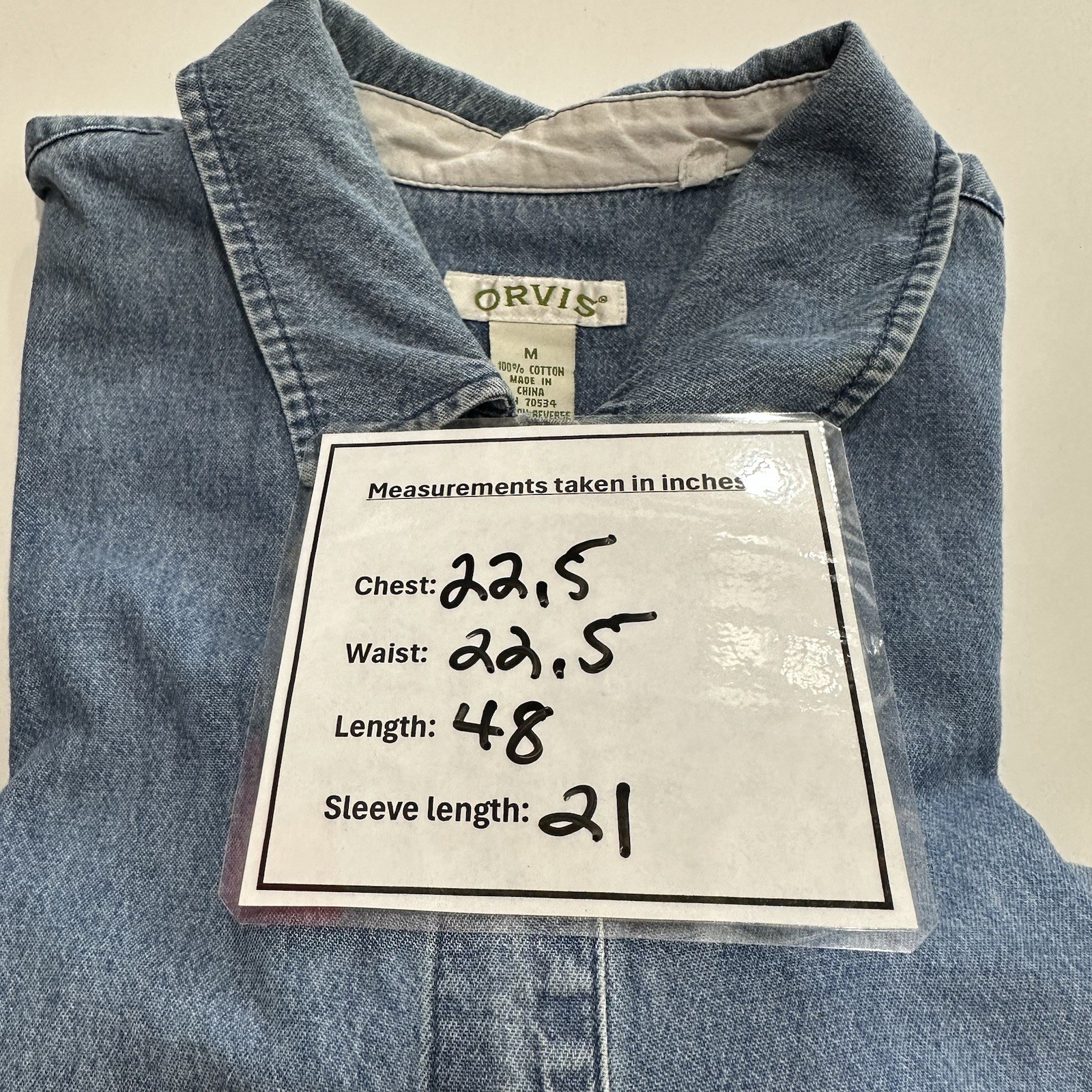 Orvis Denim Shirt Midi Dress Buffalo Nickel Butto… - image 12