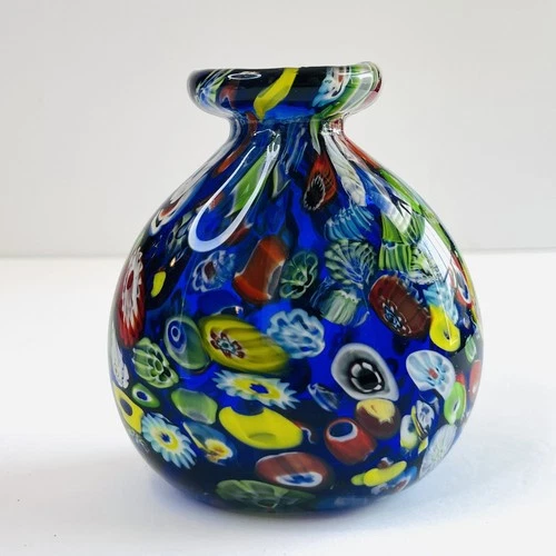 Vintage Murano (Italy) Millifiore Vase / tall 4”