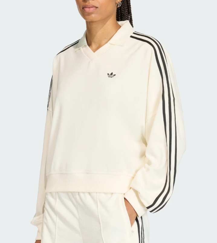 adidas Originals Terry Towel V-Neck Polo Women Lifestyle Casual AsiaFit KD1401