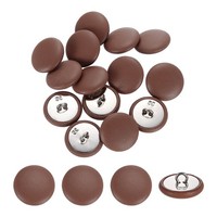 15Stk Lederbezogene KnöPfe 20Mm 32L Runde MetallknöPfe Braun