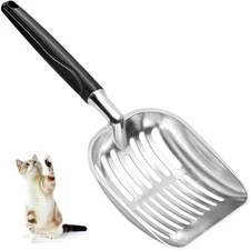 Metal Cat Litter Scoop with Deep Sifting Mesh Heavy Duty Aluminum Alloy Scooper