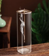Incense Holder Insence- Stick Holder [Anti-Ash Flying] with Removable Glass