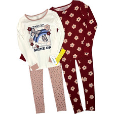Carter's Girls Sz 10 Pajama Set 4pc Wake Up Shine On Flower Pants Long Sleeve