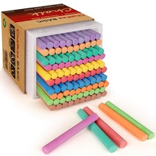 Dustless Colored Chalk 100PCS, 10 Colors Non-Toxic Classroom Chalks for Teach...