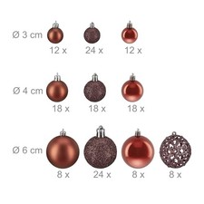 Weihnachtskugeln 150er Set braun, glitzernd & matt, Kunststoff, &empty; 3-6 cm