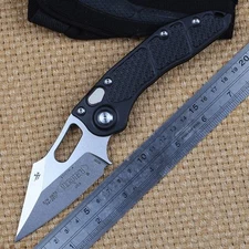 Black Nylon Fiber Handle Spear Blade Axis Lock  One Hand Fast Open Pocket Knife